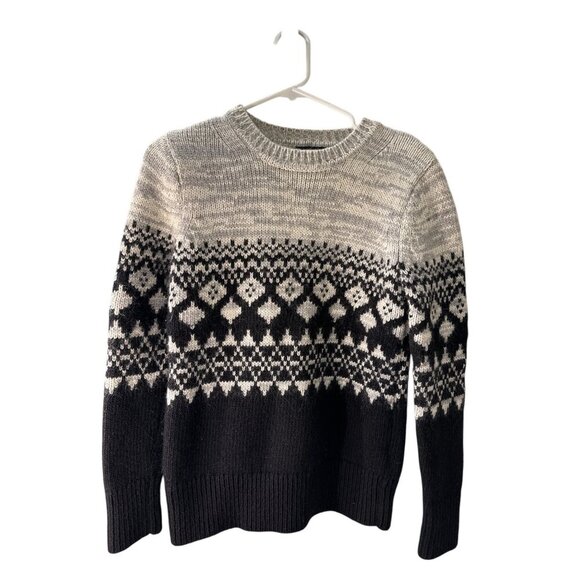 Banana Republic Fair Isle Black Wool Alpaca Blend Sweater Size S Pre-owned EUC - Picture 1 of 7